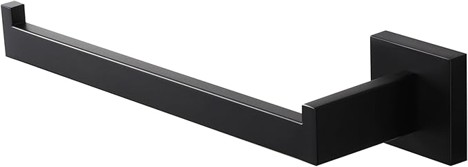 LANC Bathroom Hand Towel Holder Left Side Matte Black Hand Towel Bar 10 Inche Square Towel Ring for Kitchen Cabinet Toilet Door Wall Mount Stainless Steel Towel Racks Hanger,A8806MB-LF