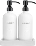 Kitchen Soap Dispenser Set, White Soap Dispenser with Black Stainless Steel Pump, Perfect for Modern Kitchen Decor. (White)