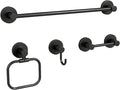 YUMORE 4-Piece Bathroom Set with Privot Toilet Paper Holder | All-in-One Wall Mounted Hardware Combo, Matte Black