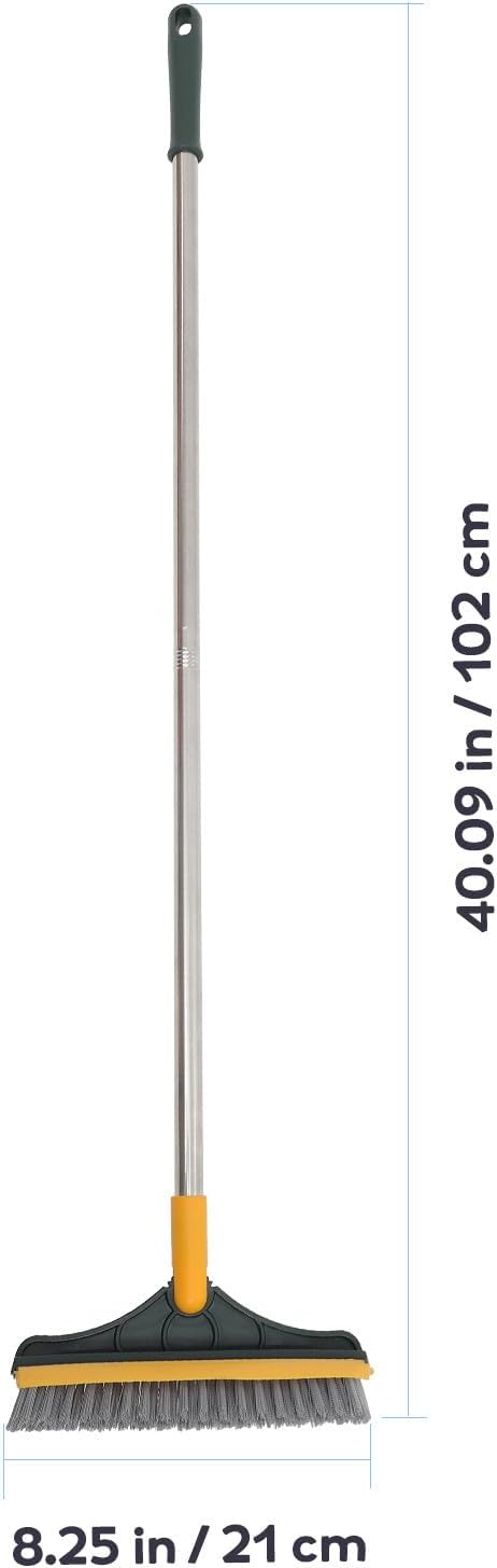 Veemoon Double-Sided Floor Scrub Brush for Grout and Tile Bathroom Floor Scrubber Brush with Long Handle Yellow-Green Upgrade Deep Corner Cleaning
