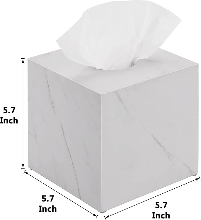 Natural Marble Tissue Box Cover, Exquisite Marble Square Tissue Box Holder, Elegant & Luxurious Decoration for Bathroom,Home & Office