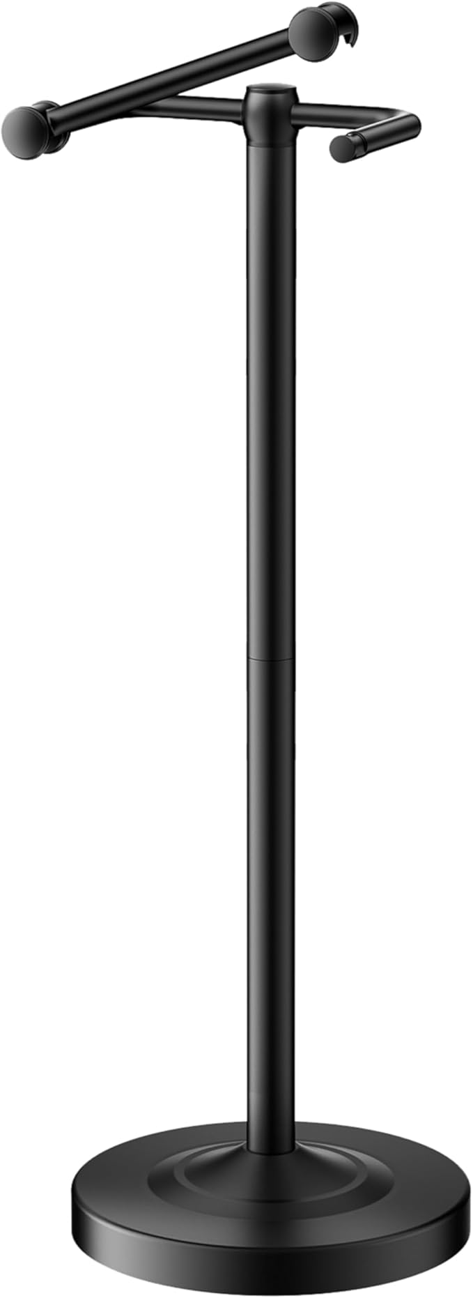 Freestanding Toilet Paper Holder, Double Post Pivoting 22" Height Toilet Roll Holder Floorstanding Base Weighted, Stainless Steel Toilet Paper Holder Stand （Matte Black）