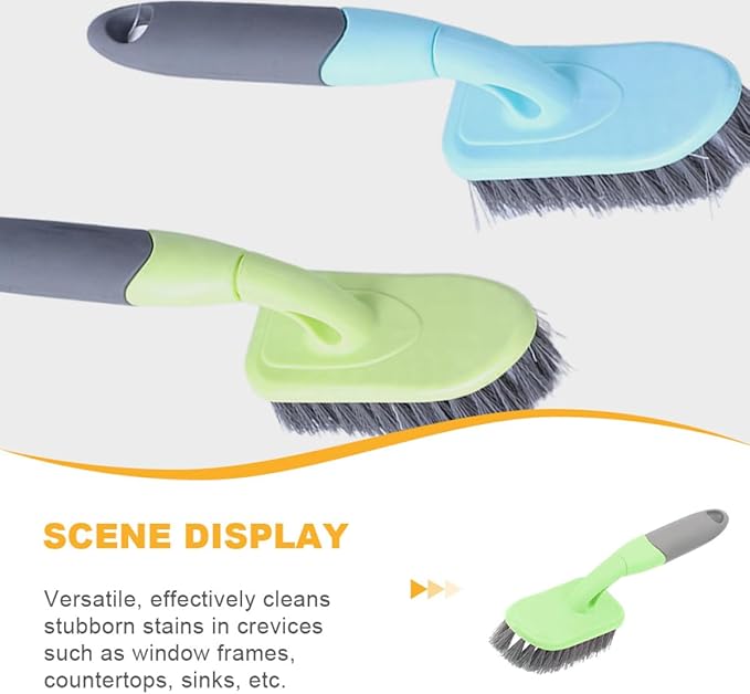 Yellow Long Handle Tile Floor Brush with Stiff Bristles, Deep Cleaning Scrub Brush for Bathroom, Shower, Bathtub, and Kitchen Floor Grooves, Plastic Household Cleaning Tool