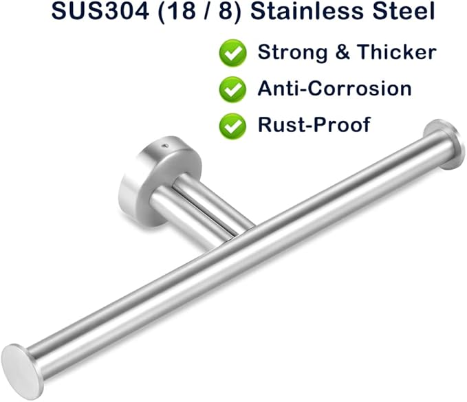 Double Roll Toilet Paper Holder Wall Mounted for Bathroom Brushed Nickel, SUS304 Stainless Steel 2 in 1 Dual Tissue Roll Holder for Holding 2 Toilet Rolls