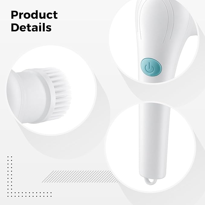 5-Head Electric Spin Scrubber, Portable Cordless Cleaning Brush, for Kitchen, Bathroom, Tile, Grout, and Shower