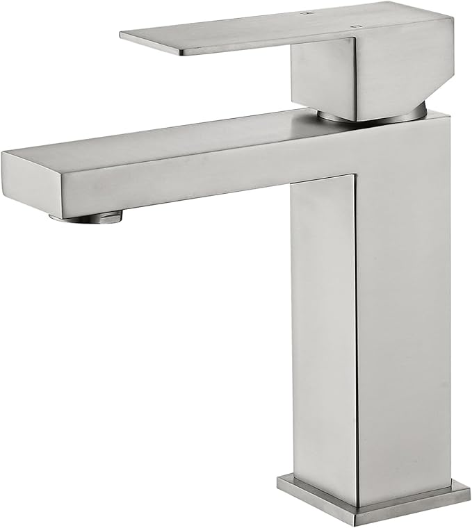 Brushed Nickel Bathroom Sink Faucets One Hole Sink Faucet Single Handle 1 Hole Vanity SUS304 Stainless Steel Faucet for Bathroom Sink Bathroom Faucets, SF3-BN