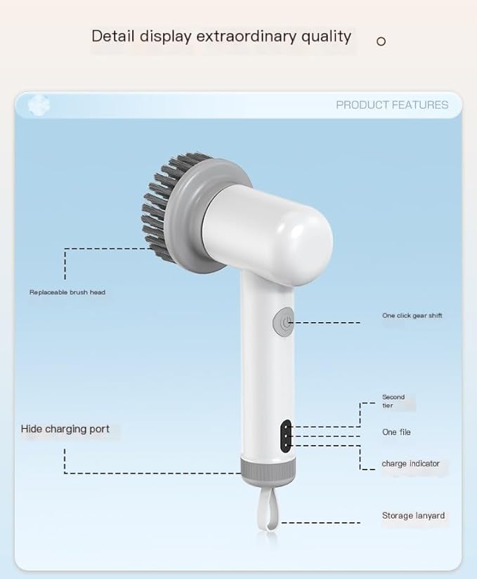 New Q1 Electric Cleaning Brush Electric Brush Cleaning Brush Wireless Handheld Multifunctional Kitchen Stove Cleaning Brush