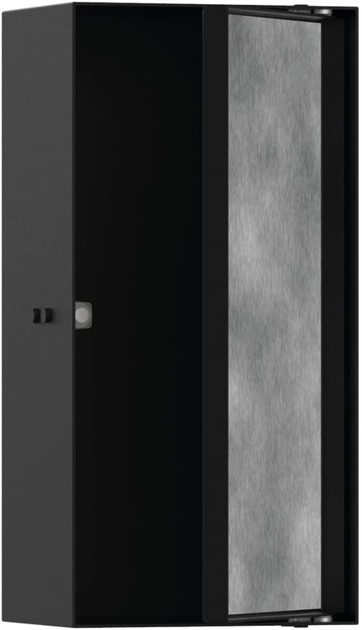 hansgrohe XtraStoris Rock Recessed Wall Niche with Tileable Door 12"x 6"x 4" in Matte Black, 56082670