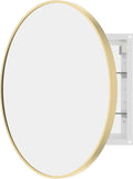 WallBeyond Bathroom Medicine Cabinet with Mirror, 24 Inch Gold Round Mirror Medicine Mabinet Wall Mounted with Aluminum Alloy Metal Framed, Surface Mount Medicine Cabinet with Storage