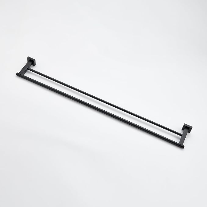 Miyili Matte Black Double Bath Towel Bar 36-Inch Stainless Steel Hand Towel Rack for Bathroom Wall Mount, A02B90B