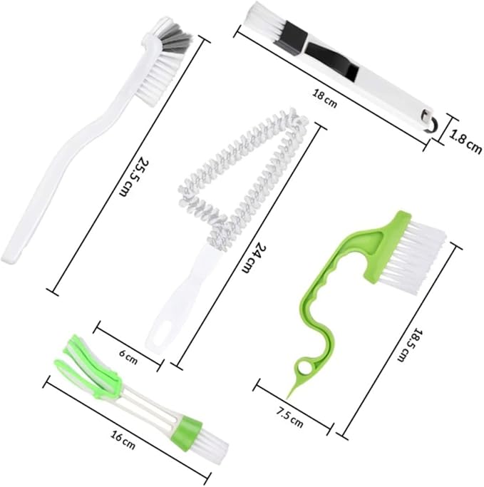 5pcs Crevice Cleaner Brush Set with Hard Bristles for Door Window Tracks, Sink Detail Cleaning, Tile Grout Scrubbing, Household Groove Cleaning Tools for Home Maintenance
