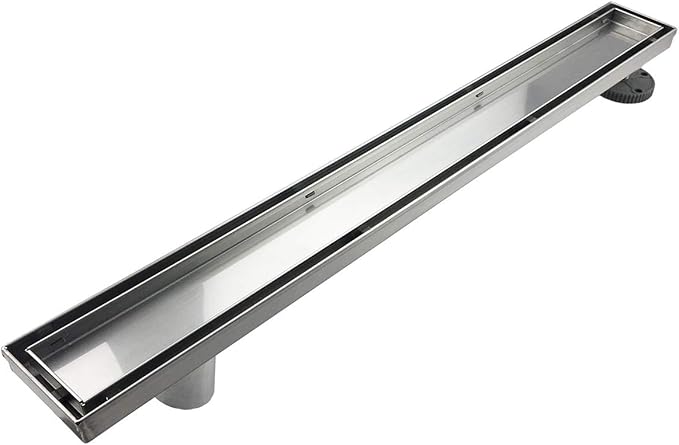 Neodrain 32-Inch Offset Linear Shower Drain with Tile Insert Grate Cover, Brushed 304 Stainless Steel Rectangle Side Outlet Shower Floor Drain, Adjustable Leveling Foot, Hair Strainer/Catcher