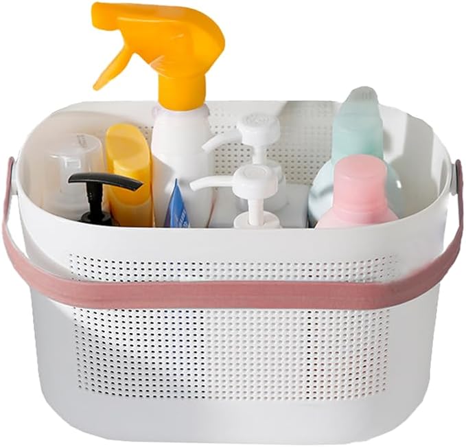 Shower Toy Organizer, Plastic Basket With Drainage Holes, Portable Camper Basket,Small Shower Caddy For Camper, Kitchen, Bathroom, RV, Garden11.50 * 7.5 * 7inch,Vermilion Red