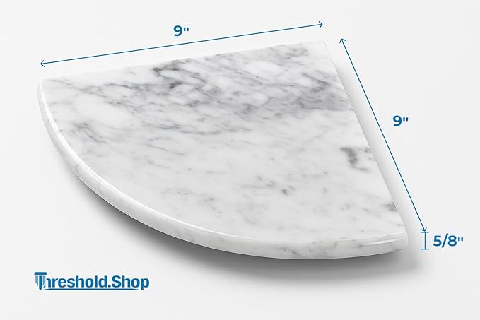 9 Inch Italian White Carrara Marble Corner Shower Shelf Bathroom Caddy, Wall Mounted Shower Shelf, Classic Flatback Design (1)