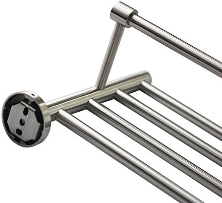 Premium Modern Single Hanging Quadruple Towel Bar Rack w/Round Base (24 Inches)- Brushed Finish, Made from Stainless Steel, Water and Rust Proof, Wall Mounted, Easy to Install