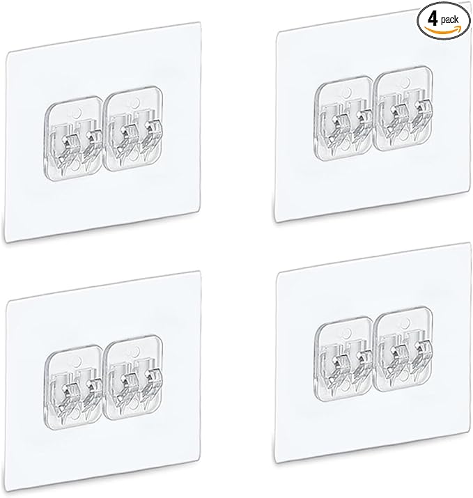 4 PACK Shower Caddy Adhesive Replacement, Shower Shelf Adhesive No Drilling, Adhesive Shower Hooks Strong Adhesive, Adhesive Hooks for Shower Caddy, Soap Holder, and Kitchen Racks (2.4x2.4 inch)