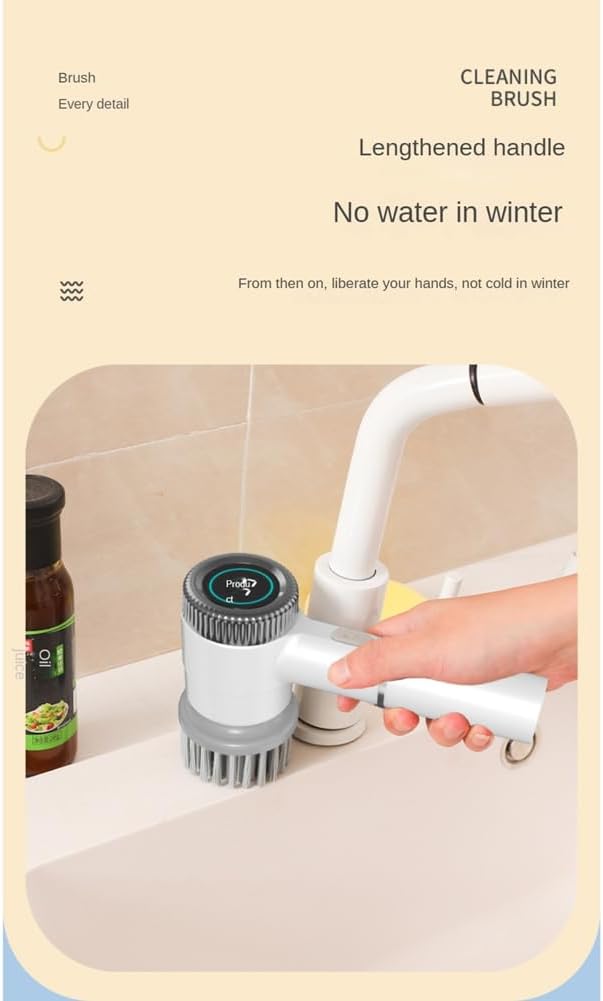 Electric Scrubber Electric Cleaning Brush Cordless Power Scrubber Wih 5 Replace Brush Heads for Bathroom Kitchens