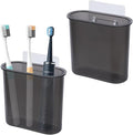 2 Packs Wall Mounted Toothbrush Holder, Self Adhesive Tooth Brush Holder for Bathroom Electric Toothbrush Toothpaste Razor Bathroom Accessories(Black)