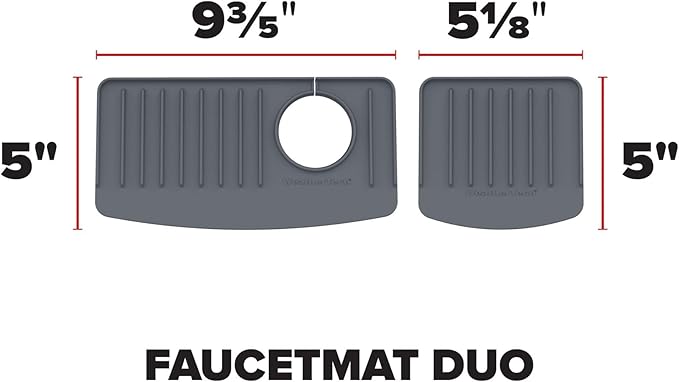 WeatherTech FaucetMat Duo - Protect Your Kitchen & Bathroom Countertops - Dark Grey/Slate