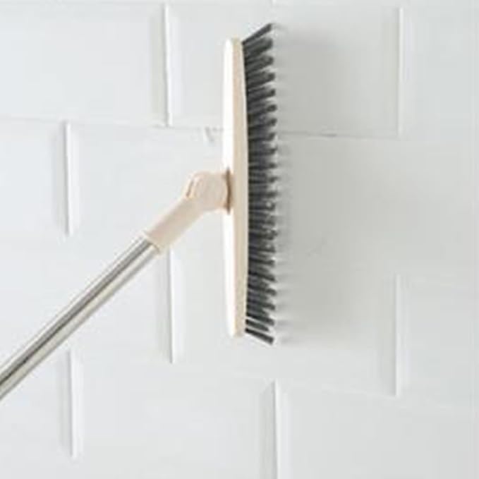 Long Handle Crevice Brush Floor Tile Grout Brush Corner with Sturdy Plastic for Bathroom Kitchen Toilet (Beige 88.5cm)