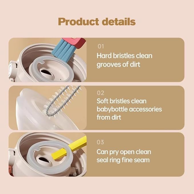 3 in 1 Cup Lid Cleaning Brush, 2024 Multifunctional Crevice Portable Cup Lid Cleaning Brush for Bottle Gap Tight Spaces Cup (B-Blue)