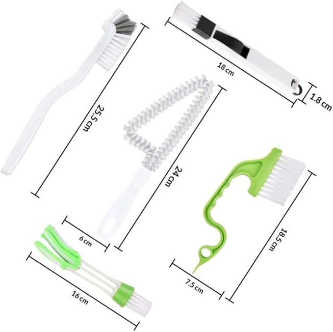 Crevice Cleaner Brush and Groove Cleaning Brush 5pcs Set Hard Bristles for Tile Grout, Door Tracks, and Household Kitchen Bathroom Cleaning