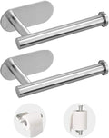 2 Pack Toilet Paper Holder Self Adhesive,Rustproof Adhesive Toilet Roll Holder No Drilling Tissue Holder for Kitchen Bathroom Tissue Holder Bathroom, Kitchen, Washroom Wall Mount （Silver