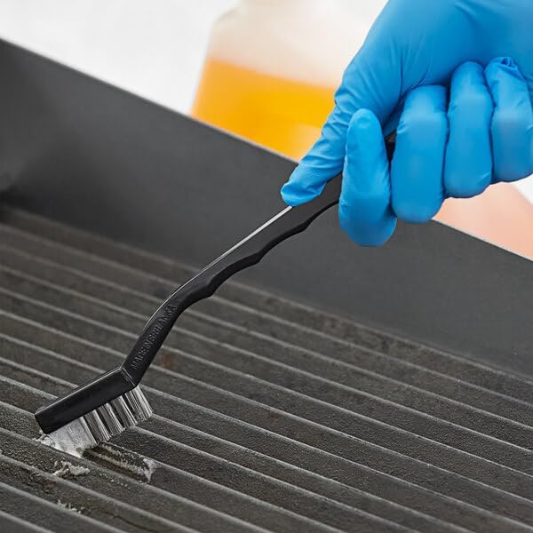 Toothbrush Style Grout Brush, 7.5 Inch, Stainless Steel Bristles, Black