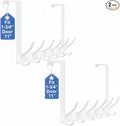 2 Pack Large Over The Door Hooks, Sturdy Door Hanger with 12 Hooks, Door Towel Rack for Bathroom, Bedroom, Kitchen, Coat Rack for Hanging, Easy to Install (White)