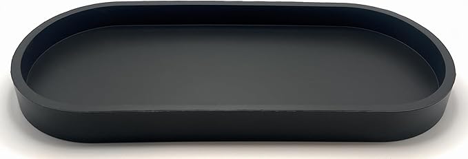 Happitasa Premium 12” x 5” Silicone Vanity Tray | Sink and Surface Organizer with Sturdy Non-Slip Base | Heat Safe, Dishwasher Safe (Black)