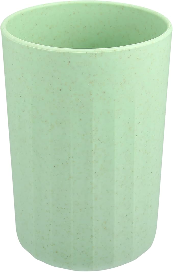 VOCOSTE 1Pc Bathroom Tumbler with Smooth Lines, Wheat Straw Cup, for Bathroom for Toothpaste Green 4.09''x2.80''