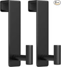 Heavy Duty Stainless Steel Over-Door Hook for Coats, Totes, Towels – Easy Install Door Hooks with Non-Slip Pads for Bedroom Bathroom Entryway Office (Black, 2 Pack, Fits 1-3/4" Thick Door)