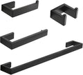 Fapully 4-Piece Bathroom Hardware Accessory Set with 24" Towel Bar Towel Ring Paper Holder Robe Hook Matte Black