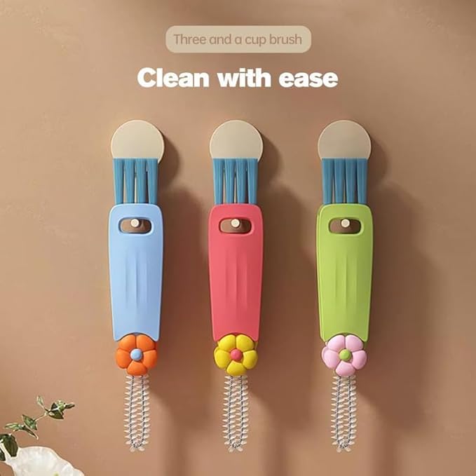 3 in 1 Cup Lid Cleaning Brush, 2024 Multifunctional Crevice Portable Cup Lid Cleaning Brush for Bottle Gap Tight Spaces Cup (3 PCS)