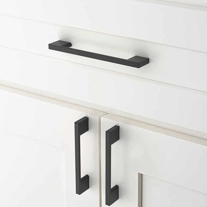 Amerdeco 15 Pack Matte Black Cabinet Pulls 5 Inch(128MM) Hole Centers Kitchen Cabinet Handles Cabinet Hardware Kitchen Handles for Cabinets Cupboard Handles Drawer Pulls ZH0060