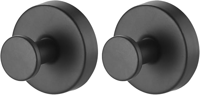 YEYSXSY Luxe Hold No Drill Hooks Stainless Steel Waterproof Suction Cup Hooks Towel Bath Robe Hooks for Bathrooms Black 2 PCS
