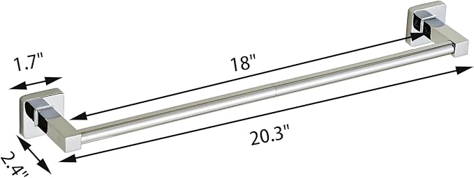 18 Inch Towel Racks for Bathroom Wall Mounted, Chrome Finish Stainless Rack with Towel Bar and Hand Towel Holder, Shower and Bath Towel Rack for Bathroom(Total Length 20-Inch)