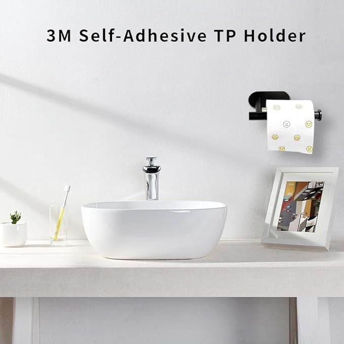 Bathroom Toilet Paper Holder Self-Adhesive Roll Holder Wall Mount SUS304 Stainless Steel no Drilling Tissues Holder Stick on Wall Silver Grey (1Pack,Brushed Nickel)