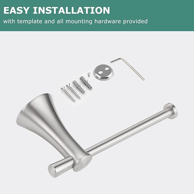 PARLOS Brass Toilet Paper Holder Tissue Roll Hanger for Bathroom & Kitchen Wall Mounted with Screws, Brushed Nickel