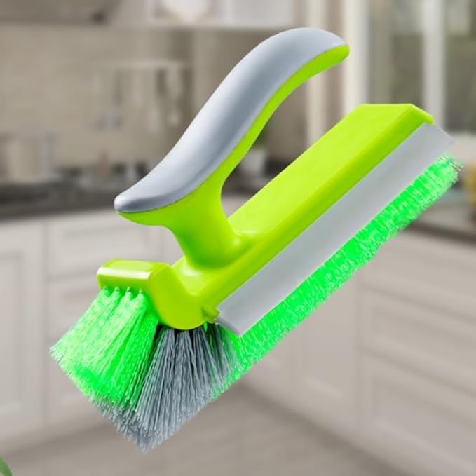 Crevice Cleaning Brush, Multi-Purpose Hard Bristle Brush with Fine Bristles for Deep Cleaning Corners, Grout, Tile, Appliance Edges, Window Tracks,Hanging Hole for Easy Storage (Green)