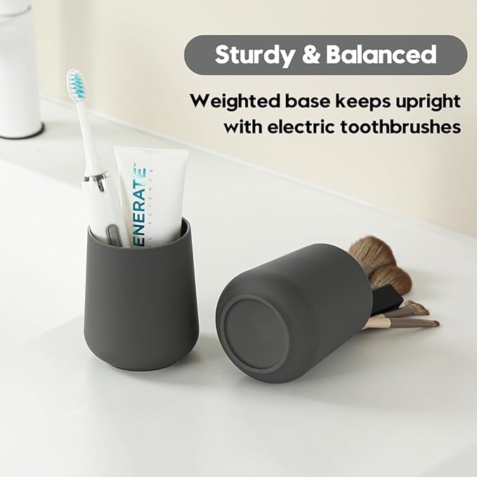 Matte Gray Toothbrush Holder for Electric Toothbrushes Bathroom Organizer for Toothpaste Kids & Adults