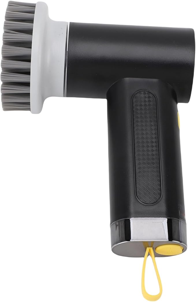 Electric Spin Scrubber, Cordless Brush with 3 Replaceable Heads, IPX7 Water Proof, Adjustable 2 Speeds for Bathroom Kitchen (Black)