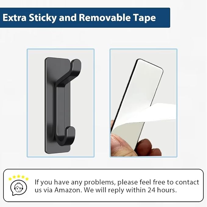 Quik D Heavy Duty Adhesive Wall Hooks for Hanging (4 Pack) — Waterproof & Rustproof Double Hooks, No Drilling Stick On Hooks for Bathroom, Kitchen, Door, Coat, Towel, Keys & Robes (6)
