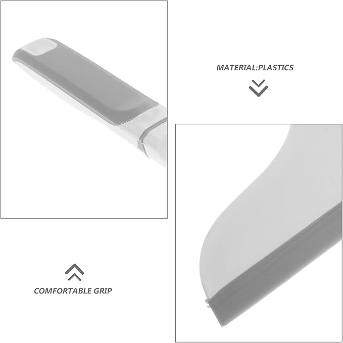 Milisten Shower Squeegee with Flexible Rubber Blade and Curved Handle, Gray-White Window Cleaning Squeegee for Bathroom Glass Doors, Tiles, Mirrors, and Home Use