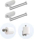 2 Packs Toilet Paper Holder No-Drill Self-Adhesive Towel Rack Stainless Steel Waterproof Rustproof Roll Paper Holder for Bathroom Washroom RVs (Brushed Silver)