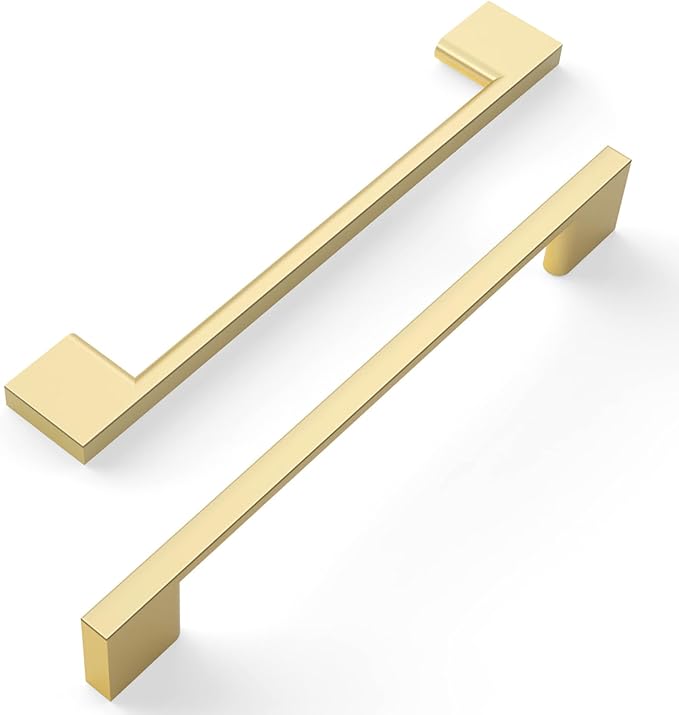 Amerdeco 10 Pack Brushed Gold Cabinet Pulls 6.25 Inch(160MM) Hole Centers Kitchen Cabinet Handles Cabinet Hardware Kitchen Handles for Cabinets Cupboard Handles Drawer Pulls ZH0060