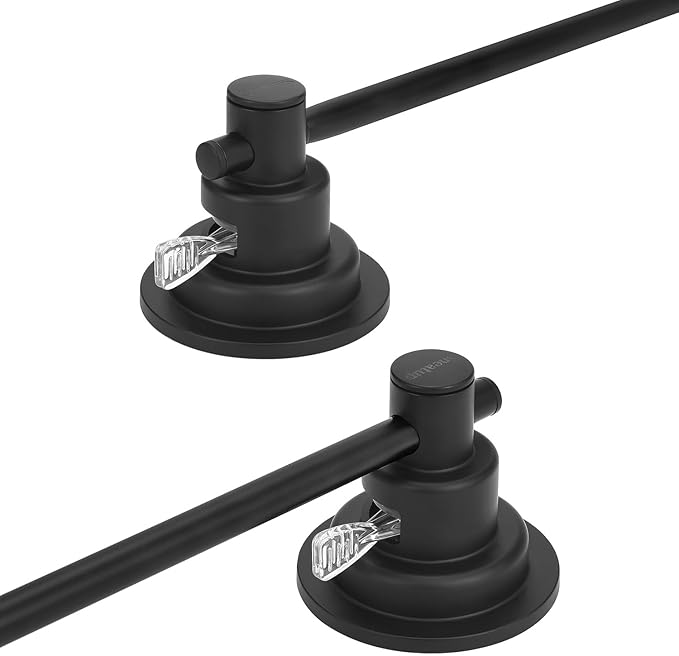Suction Cup Extendable 17-29" Stainless Steel Towel Bar (Matte Black)