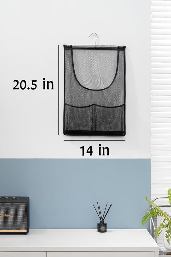 Jelier Hanging Bath Toy Storage Organizer,Mesh Shower Caddy with Hanger,Toy Storage Net Bag for Kids Bathroom Decor Bedroom (black)