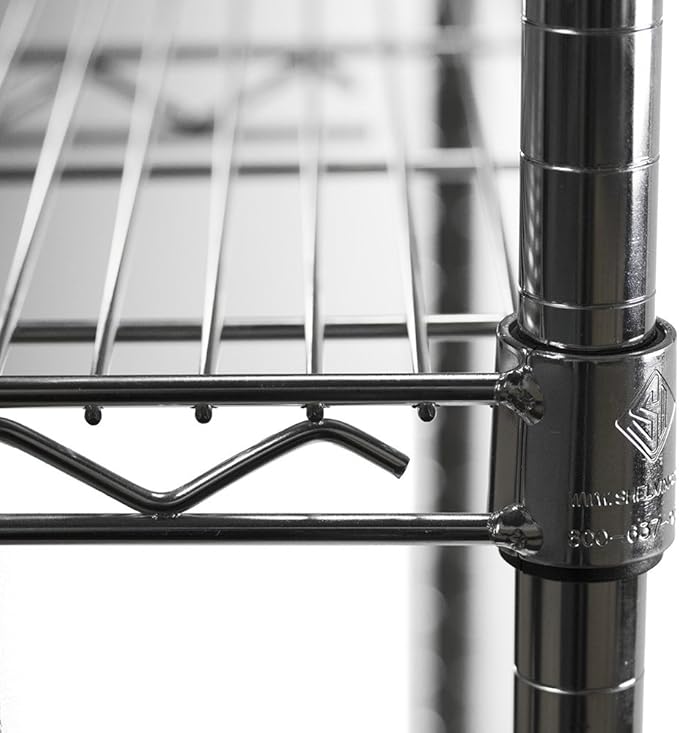 Shelving Inc. 8" d x 24" w x 72" h Chrome Wire Shelving with 4 Tier Shelves, Weight Capacity 800lbs Per Shelf
