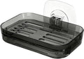 Soap Dish for Shower Semi-Transparent Gray with Self-Draining Design - No Drilling Required Strong Adhesive Mount for RV Bathroom and Kitchen Easy to Clean（Transparent Gray）